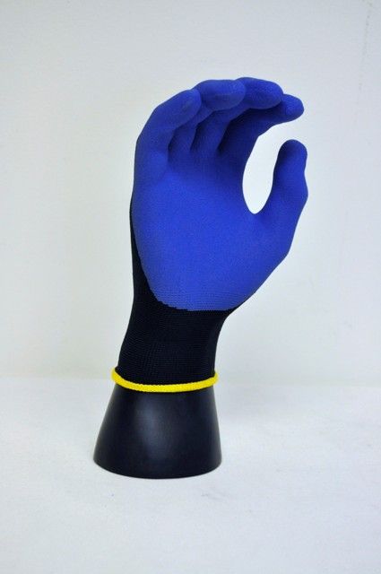 GLOVE 13 NYLON BLACK;BLUE PVC PALM - Latex, Supported